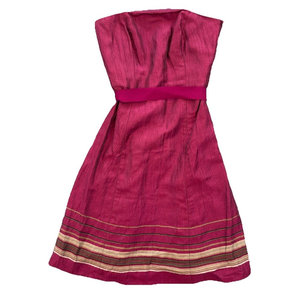 LOFT Striped Strapless Purple/pink Magenta A Line Dress Size 4